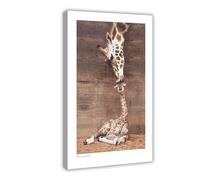 Animal Art Print Poster Giraffe, Mother Love, First Kiss by Ron D'Raine Canvas Poster Bedroom Decor Sports Landscape Office Room Decor Gift,Canvas Poster Wall Art Decor Print Picture Paintings for Liv