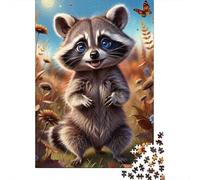 Animal Art Raccoon 500 Piece Jigsaw Puzzle Family Fun Jigsaws for Adults And Challenging Game,stress Relief Games And Unique Gifts 500pcs (52x38cm)