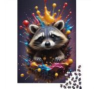 Animal Art Raccoon 500 Piece Jigsaw Puzzles for Adults | | Family Fun Jigsaws Puzzles for Adults Gifts Intellectual Games 500pcs (52x38cm)