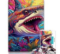 Animal Art Shark 1000 Piece Jigsaw Puzzle for Adults Teens,Challenging Game Gifts for Is Ideal As A Gift for The Whole Family (38x26cm)