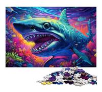 Animal Art Shark 1000 Piece Jigsaw Puzzle Impossible Jigsaw Puzzles for Adults Ideal for Teenagers & Collectors, Travel Gift, Family Activity 50x75CM/19.68x29.52inch