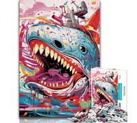 Animal Art Shark Jigsaw Puzzles for Teenagers 1000 Jigsaws,Educational Games Wall Decoration Unique Birthday And Xmas Gifts (38x26cm)
