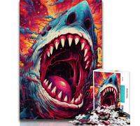 Animal Art Shark Jigsaw Puzzles for Teenagers 1000 Jigsaws,Stress Reliever Difficult Challenge Deal As Gifts for The Whole Family (50x75cm)