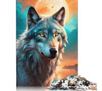 Animal Art Wolf Jigsaw Puzzles Puzzle 500 Pieces Jigsaws Rectangular Wooden Jigsaw Stress Reliever Difficult Challenge 500pcs (52x38cm)