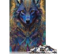 Animal Art Wolf Puzzle for Adults And Teenagers 1000 Pieces Wooden Puzzles for Adults Puzzles for Teenagers Age 12 Years Up 1000pcs (75x50cm)