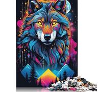 Animal Art Wolf Wooden Puzzles 1000 Piece Jigsaw Puzzles for Adults Educational Game Challenge Toy Christmas Eve Gifts 1000pcs (75x50cm)