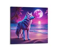 Animal Artwork Poster Arctic Wolf by The River Decorative Canvas Wall & Art Poster Painting 12x12inch(30x30cm)