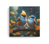 Animal Artwork Poster Two Cute Little Birds on The Branch Room Living Room Decor Modern Aesthetic Wall Art Gift For Friend Bed Unframe-style 20x20inch(50x50cm)