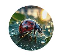 Animal Artwork Seven-star Ladybird on Leaf Metal Tin Sign