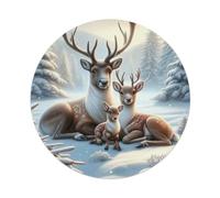 Animal Artwork Three Little Deer in A Snowy Day Metal Tin Sign