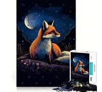 Animal Autom Fox at Night Jigsaw Puzzles 1000 Pieces Focus Boost Fun Laser Cut for Flawless Fit Bonding Activity for Loved Ones (50x75cm)