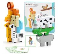 Animal Balance Wooden Toys for Toddlers, Montessori Stacking Blocks for 1-3+ Year Olds, Educational Animal Shape Sorter, Fine Motor Skills Toy, Birthday for Kids