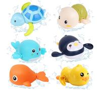 Animal Bath Toys, 6PCS Duck Wind up Toys Paddling Pool Toy for Kids Bathroom Float Toy Penguin BathtubToy Turtle Floating Swimming WaterToys Floating Pool BathtubToys for Bath, Travel, Pool Play(B)