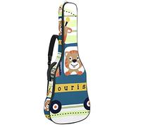 Animal Bear Deer Tourism Soft Electric Guitar Gig Bag with Dual Adjustable Shoulder Strap for Bass Guitar Acoustic and Classical Folk Guitar