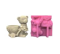 Animal Bear Silicone Flowerpot Mold Concrete Candlestick Pen Holder Mold Planter Cement Clay Decoration