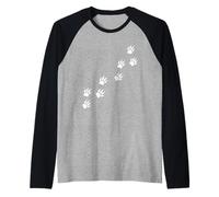 Animal Bear Tracks Paw Prints Diagonal Trail Path Raglan Baseball Tee