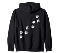 Animal Bear Tracks Paw Prints Diagonal Trail Path Zip Hoodie