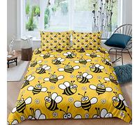 Animal Bee Duvet Cover for Kids Boys Girls, Beehive Comforter Cover, Bee Pattern Bedspread Cover Yellow Bedding Set with Zipper Closure King Size Cute Lovely Animal Bed Cover