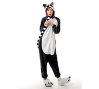 Animal Bee Koala Raccoon Horse Cow Kangaroo Snake Lemur Squirrel Bat Onesie Fancy Dress Costume Bodysuit Pyjama Sleep wear Carnival Costume Ring-Tailed Lemur, XL(height 180cm-190cm)