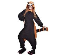 Animal Bee Koala Raccoon Horse Cow Kangaroo Snake Lemur Squirrel Bat Onesie Fancy Dress Costume Bodysuit Pyjama Sleep wear Carnival Costume Raccoon, M(height 160cm-170cm)