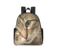 Animal Big Cat Head with Beautiful Green Eyes College Backpacks 12.40x5.12x14.17inch Backpacks for Teens Multipurpose Casual Book Bags Business Travel School,Office