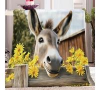 Animal Big Ear Donkey Throw Blanket Multicolour 150x200 cm Super Soft Flannel Fleece Blanket Fluffy Warm Throw Sofa Bed Blanket Bedspread Over Bed Settee