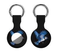 Animal Bird Blue Jay Keychain Holder Case Compatible with AirTag Waterproof Silicone Shell Protective Case 1PCS