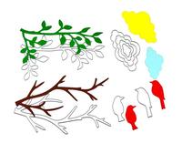Animal Birds Cutting Die Bird on Tree Branches Cloud Metal Die Cuts Animals Embossing Card Dies Cut Stencils for Card Making DIY Craft Scrapbooking Photo Album Decoration