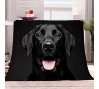 Animal Black Labrador Fleece Throw Blankets Ideal for Adults & Kids Room Décor Gift Black Blanket for Couch Sofa or Bed, Soft Fuzzy Plush Flannel Lap Blanket 130x150 cm