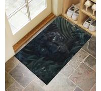 Animal Black Panther Theme Door Mats Indoor - Non-Slip Outdoor Doormat Exotic Jungle Landscape Boards Dirt Trapping Doormat, Low Profile Entrance Rugs For Back & Front Door - 80 X 120 cm, Green
