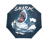 Animal Blue Sea Fish Shark Automatic Foldable Umbrella UV Protection Auto Open Close Folding Sun Blocking Umbrellas for Travel Women Boys Girls