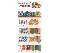 Animal Bookmarks - 6 Bookmarks with Paw Print | Decorative Embroidered Bookmarks with Instructions, for Adults, Bibliophiles, Children, Teachers, School,