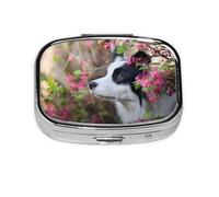 Animal Border Collie Cute Dog Pet,Meta Pill Box 2 Compartment Medicine Case,Portable Organizer,Rectangle Meta Portable Organizer Pill Box 800 Compartment Medicine Case