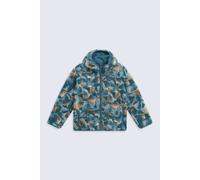 Animal Boy's 'Matteo' Printed Borg Hooded Full Zip Warm Casual Fleece Jacket in Dark Green | Size: 5-6 Years Animal Dark Green 5-6 Years