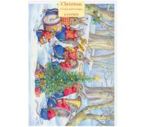 Animal Brass Band in snow with Christmas tree, Audrey Tarrant Christmas Cards, A6 Size, Pack of 5, White Envelopes, 149mm x 105mm, Traditional Greeting