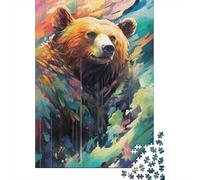 Animal Brown Bear Colourful Puzzle Jigsaws 1000 Pieces for Adults & Teenager Age 12 Years Up Christmas Eve Gifts 1000pcs (38x26cm)