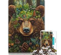 Animal Brown Bear Puzzles for Teenagers Teens 1000pc Puzzle,Help The Brain Exercise Addictive Toys to Cultivate Patience A Work of Art 38x26cm