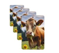 Animal Brown Cow Car Air Fresheners Cards 4 Pcs Hanging Fragrance Scented Cards Long-Lasting Car Aromatherapy Tablets for Wardrobe Bathroom Car Interior Mirror Pendant Gifts