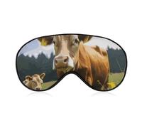 Animal Brown Cow Sleep Mask for Women Men Side Sleeper Eye Cover with Adjustable Strap Soft Breathable Blackout Mask Slip-Free Deep Sleeping Travel Essentials