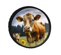 Animal Brown Cow Spare Tire Cover PVC Leather Spare Wheel Cover Dustproof Waterproof Jeep Tire Cover for 30inch Camper, RV Trailer, Truck, SUV Fit Diameter 28-34 Inch