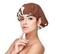 Animal Brown Cowhide Print Cow,Adult's Satin Sleeping Cap - Women's Elastic Sleep Bonnet, Adjustable Overnight Hair Cover