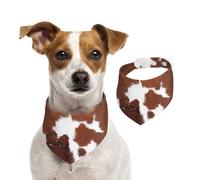 Animal Brown Cowhide Print Cow,Dog Bandanas Cotton Pet Scarf Adjustable Bibs for Pet,M