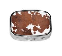 Animal Brown Cowhide Print Cow,Meta Pill Box 2 Compartment Medicine Case,Portable Organizer,Rectangle Meta Portable Organizer Pill Box 796 Compartment Medicine Case