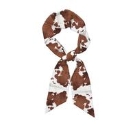 Animal Brown Cowhide Print Cow Neck Scarves, Kerchief Neckerchief Headband, Women's Fashion Scarf