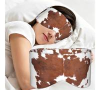 Animal Brown Cowhide Print Cow, Sleep Mask for Home Travel, Full Eye Covers Light Blocking Eye Mask Sleep Eye and Ear Muffs