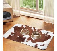 Animal Brown Cowhide Print Cow,Waterproof Pet Feeding Mat,PU Leather Placemats for Cat Dog Water Bowl,Food Mats,40x60cm