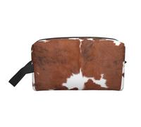 Animal Brown Cowhide Print CowMakeup Trave Bag for Women,Cosmetic Large Capacity Organizer