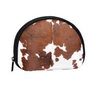 Animal Brown Cowhide Print CowSmall Makeup Sanitary Napkin Storage Bag,Women's Cosmetic Coin Purse
