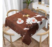 Animal Brown Cowhide Print CowSquare Dust-Proof Table Cover Waterproof Tablecloth 55x55Inch