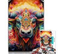 Animal Buffalo JigsawPuzzle 1000 Pieces for Adults,Challenging To Complete But Fun And Humorous with Matching Poster And Trivia Sheet 75x50cm
